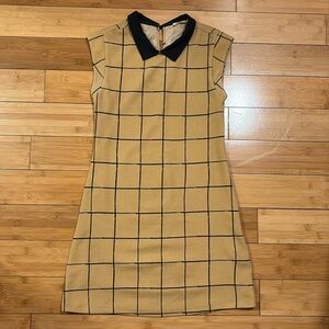 Tan / Camel / Black - Blocked 60’s Sleeveless Dress - Lush XS